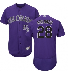 Men's Majestic Colorado Rockies #28 Nolan Arenado Purple Alternate Flex Base Authentic Collection MLB Jersey
