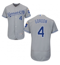 Men's Majestic Kansas City Royals #4 Alex Gordon Grey Road Flex Base Authentic Collection MLB Jersey