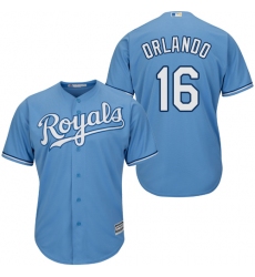 Youth Majestic Kansas City Royals #16 Paulo Orlando Authentic Light Blue Alternate 1 Cool Base MLB Jersey