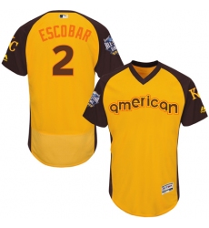 Men's Majestic Kansas City Royals #2 Alcides Escobar Yellow 2016 All-Star American League BP Authentic Collection Flex Base MLB Jersey