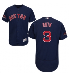 Men's Majestic Boston Red Sox #3 Babe Ruth Navy Blue Alternate Flex Base Authentic Collection 2018 World Series Champions MLB Jersey