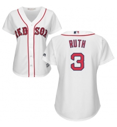 Women's Majestic Boston Red Sox #3 Babe Ruth Authentic White Home MLB Jersey