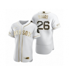 Men's Boston Red Sox #26 Wade Boggs Nike White Authentic Golden Edition Jersey