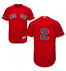 Men's Majestic Boston Red Sox #2 Xander Bogaerts Red Alternate Flex Base Authentic Collection 2018 World Series Champions MLB Jersey