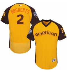 Men's Majestic Boston Red Sox #2 Xander Bogaerts Yellow 2016 All-Star American League BP Authentic Collection Flex Base MLB Jersey