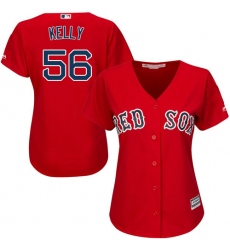 Women's Majestic Boston Red Sox #56 Joe Kelly Replica Red Alternate Home MLB Jersey