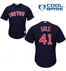 Youth Majestic Boston Red Sox #41 Chris Sale Replica Navy Blue Alternate Road Cool Base MLB Jersey