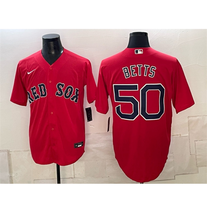 Men's Boston Red Sox #50 Mookie Betts Red Cool Base Stitched Baseball Jersey
