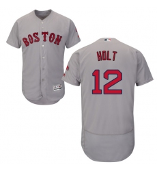 Men's Majestic Boston Red Sox #12 Brock Holt Grey Road Flex Base Authentic Collection MLB Jersey