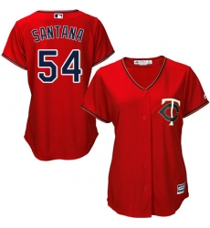 Women's Majestic Minnesota Twins #54 Ervin Santana Replica Scarlet Alternate Cool Base MLB Jersey