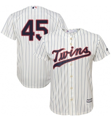 Youth Majestic Minnesota Twins #45 Phil Hughes Replica Cream Alternate Cool Base MLB Jersey