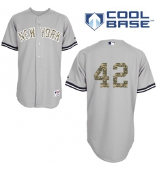 Men's Majestic New York Yankees #42 Mariano Rivera Authentic Grey USMC Cool Base MLB Jersey