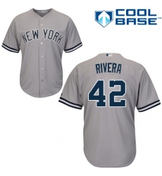 Men's Majestic New York Yankees #42 Mariano Rivera Replica Grey Road MLB Jersey