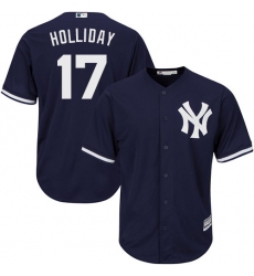 Youth Majestic New York Yankees #17 Matt Holliday Authentic Navy Blue Alternate MLB Jersey