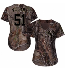 Women's Majestic New York Yankees #51 Bernie Williams Authentic Camo Realtree Collection Flex Base MLB Jersey