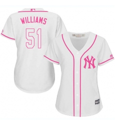 Women's Majestic New York Yankees #51 Bernie Williams Authentic White Fashion Cool Base MLB Jersey