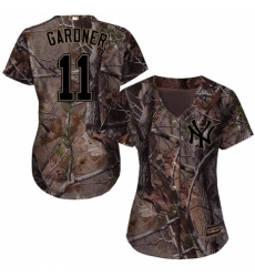 Women's Majestic New York Yankees #11 Brett Gardner Authentic Camo Realtree Collection Flex Base MLB Jersey