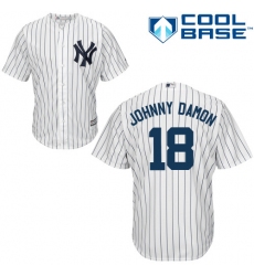 Men's Majestic New York Yankees #18 Johnny Damon Replica White Home MLB Jersey