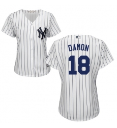 Women's Majestic New York Yankees #18 Johnny Damon Authentic White Home MLB Jersey