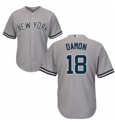 Youth Majestic New York Yankees #18 Johnny Damon Authentic Grey Road MLB Jersey