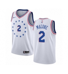 Women's Nike Philadelphia 76ers #2 Moses Malone White Swingman Jersey - Earned Edition