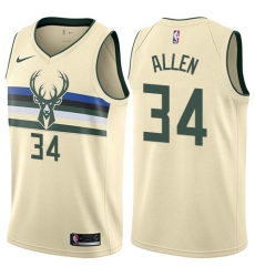 Men's Nike Milwaukee Bucks #34 Ray Allen Swingman Cream NBA Jersey - City Edition