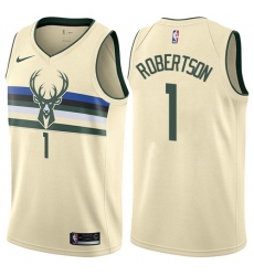 Men's Nike Milwaukee Bucks #1 Oscar Robertson Swingman Cream NBA Jersey - City Edition