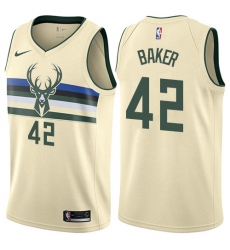 Men's Nike Milwaukee Bucks #42 Vin Baker Authentic Cream NBA Jersey - City Edition