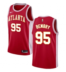 Youth Nike Atlanta Hawks #95 DeAndre' Bembry Authentic Red NBA Jersey Statement Edition