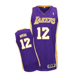 Men's Adidas Los Angeles Lakers #12 Vlade Divac Authentic Purple Road NBA Jersey