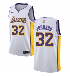 Men's Nike Los Angeles Lakers #32 Magic Johnson Swingman White NBA Jersey - Association Edition