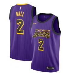 Women's Nike Los Angeles Lakers #2 Brandon Ingram  Purple stripe NBA Jersey