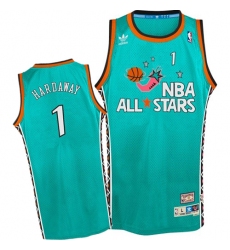 Men's Mitchell and Ness Orlando Magic #1 Penny Hardaway Authentic Light Blue 1996 All Star Throwback NBA Jersey