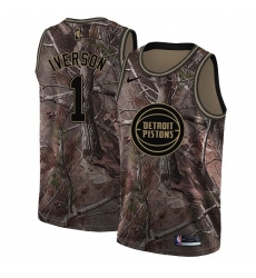 Women's Nike Detroit Pistons #1 Allen Iverson Swingman Camo Realtree Collection NBA Jersey
