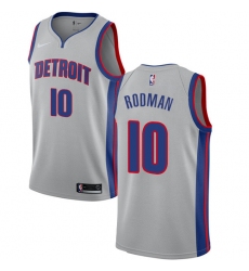 Men's Nike Detroit Pistons #10 Dennis Rodman Swingman Silver NBA Jersey Statement Edition