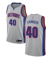 Women's Nike Detroit Pistons #40 Bill Laimbeer Swingman Silver NBA Jersey Statement Edition
