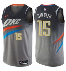 Men's Nike Oklahoma City Thunder #15 Kyle Singler Swingman Gray NBA Jersey - City Edition