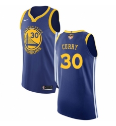 Men's Nike Golden State Warriors #30 Stephen Curry Authentic Royal Blue Road 2018 NBA Finals Bound NBA Jersey - Icon Edition