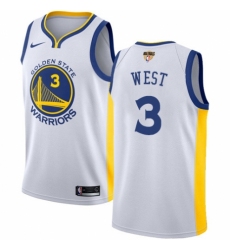 Youth Nike Golden State Warriors #3 David West Authentic White Home 2018 NBA Finals Bound NBA Jersey - Association Edition
