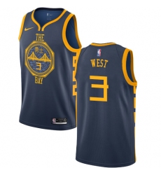 Youth Nike Golden State Warriors #3 David West Swingman Navy Blue NBA Jersey - City Edition