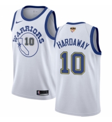 Men's Nike Golden State Warriors #10 Tim Hardaway Authentic White Hardwood Classics 2018 NBA Finals Bound NBA Jersey