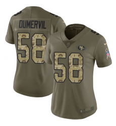 Women's Nike San Francisco 49ers #58 Elvis Dumervil Limited Olive/Camo 2017 Salute to Service NFL Jersey