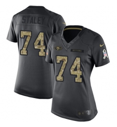 Women's Nike San Francisco 49ers #74 Joe Staley Limited Black 2016 Salute to Service NFL Jersey