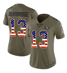Women's Nike San Francisco 49ers #13 Aaron Burbridge Limited Olive/USA Flag 2017 Salute to Service NFL Jersey