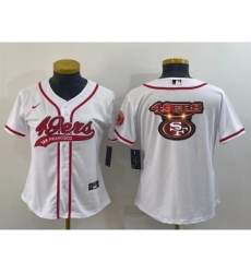 Women's San Francisco 49ers White Team Big Logo With Patch Cool Base Stitched Baseball Jersey