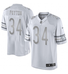 Men's Nike Chicago Bears #34 Walter Payton Limited White Platinum NFL Jersey
