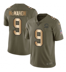 Youth Nike Chicago Bears #9 Jim McMahon Limited Olive/Gold Salute to Service NFL Jersey
