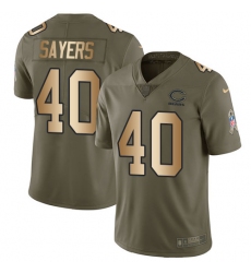 Men's Nike Chicago Bears #40 Gale Sayers Limited Olive/Gold Salute to Service NFL Jersey