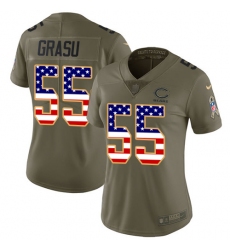 Women's Nike Chicago Bears #55 Hroniss Grasu Limited Olive/USA Flag Salute to Service NFL Jersey