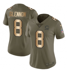 Women's Nike Chicago Bears #8 Mike Glennon Limited Olive/Gold Salute to Service NFL Jersey